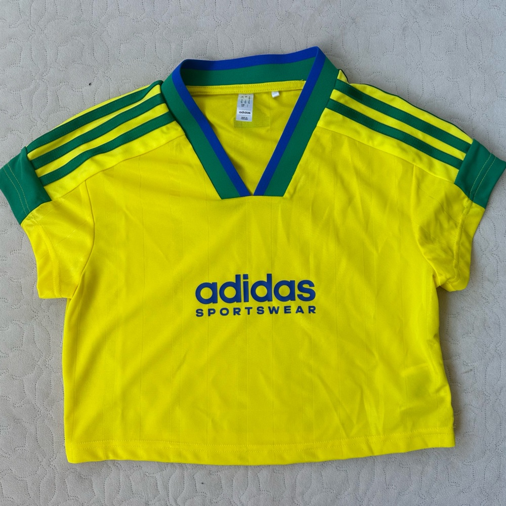 Adidas Cropped Yellow and Green Jersey